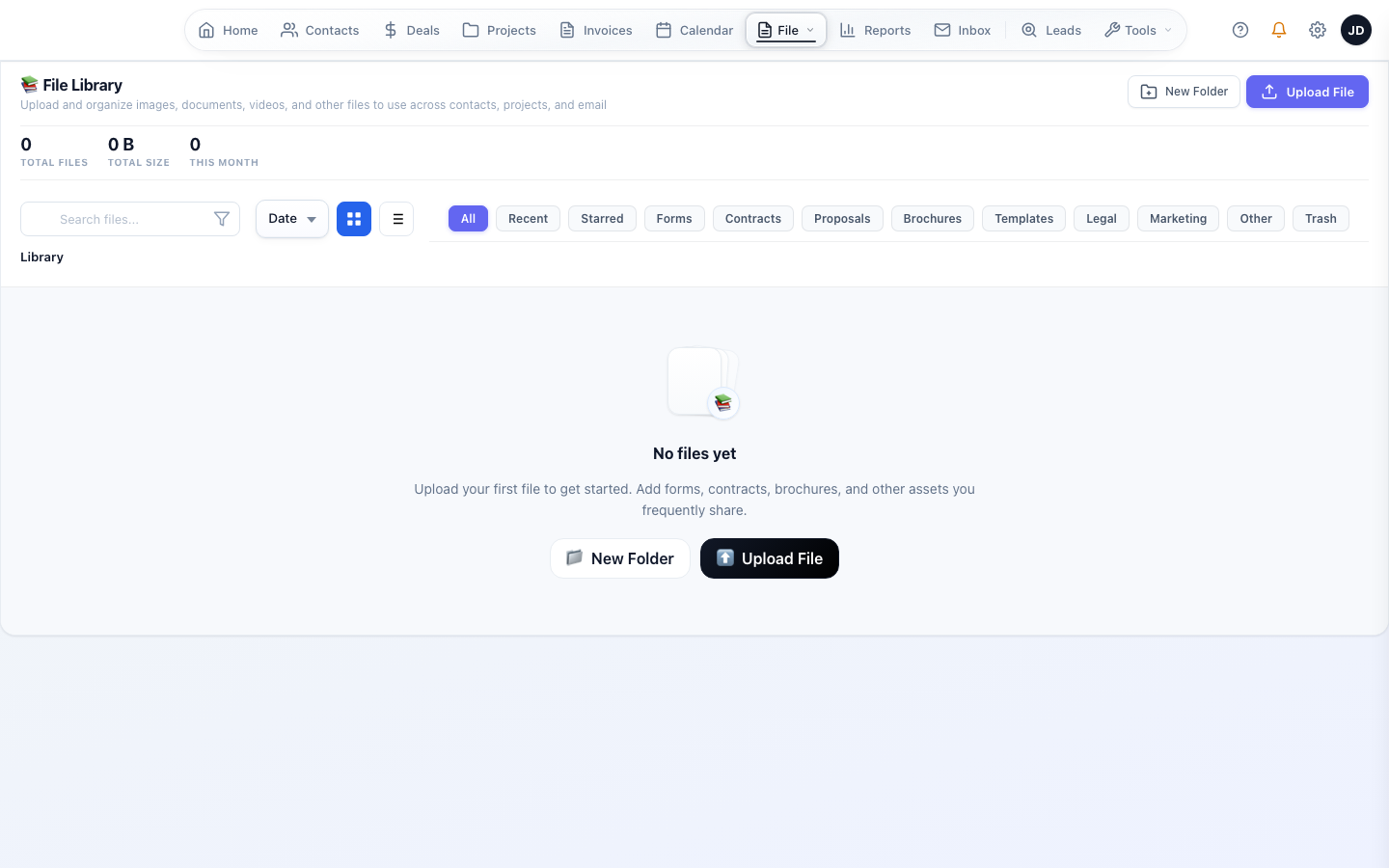 Deal workspace with documents tab selected and create document actions visible